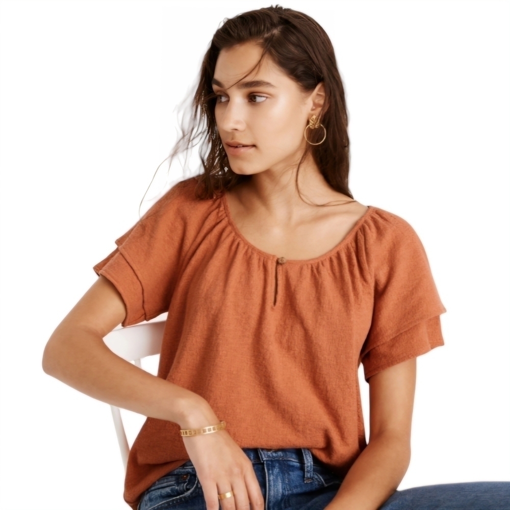 Madewell Hadley Sweet Dahlia Blouse Top 100%‎ Cotton Size XS NWT